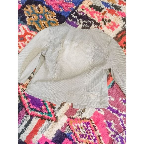 🌼Noa Noa🌼 - Railroad stripe denim jacket / size M / navy blue & white - Picture 5 of 7